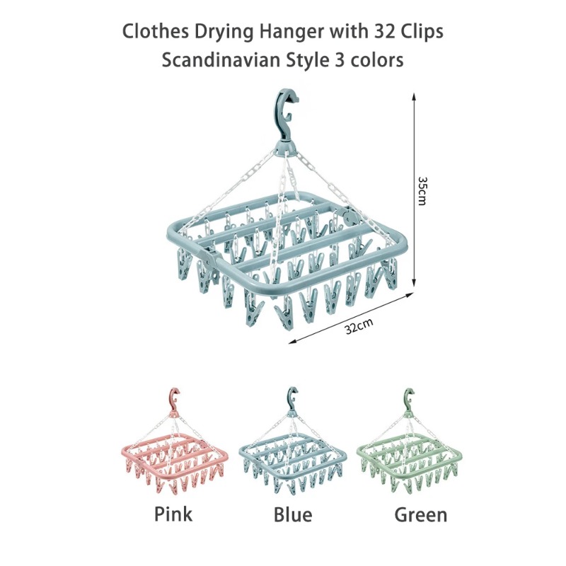 Baby Clothing Rack - Kleerdrooghanger met 32 clips en opvouwbaar