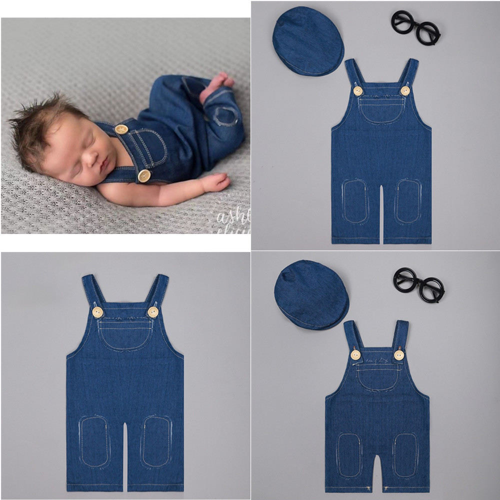 Baby Overall Denim - ❤️ pasgeboren fotografie kleding denim overalls