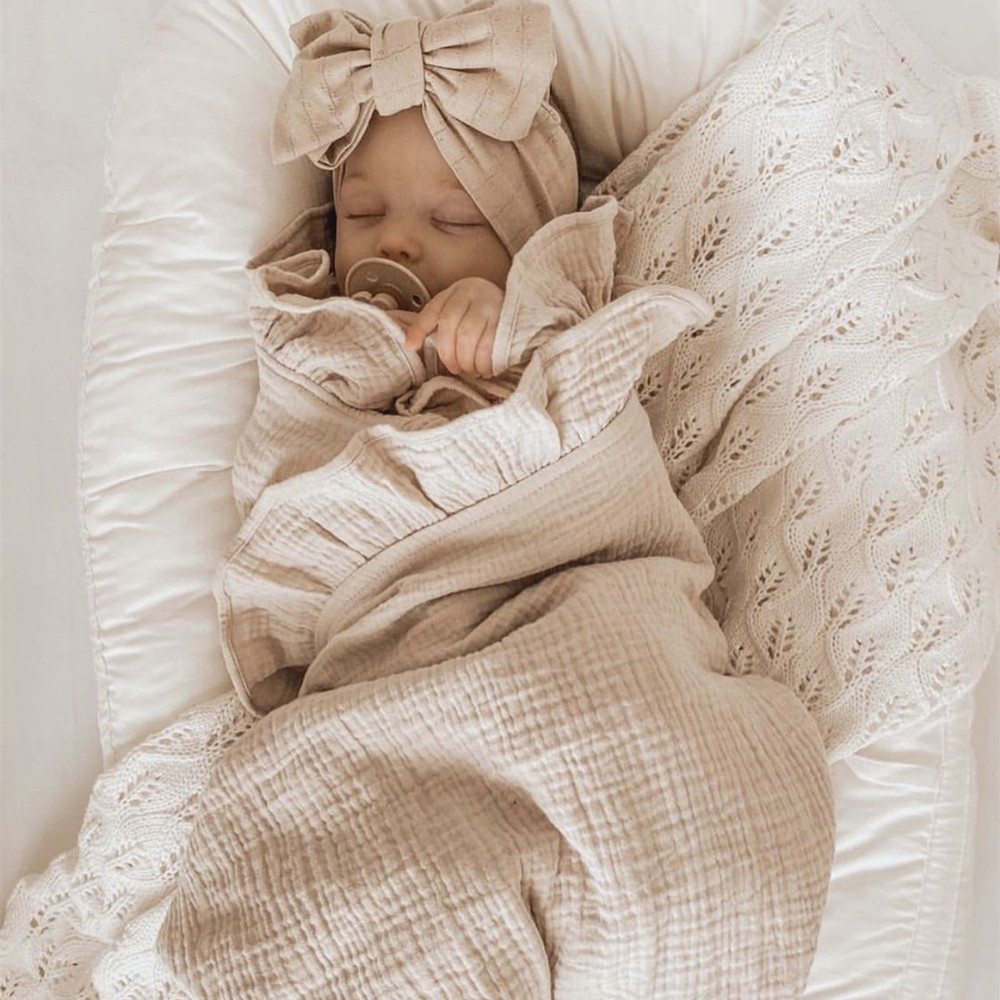 Baby Clothing Organic Cotton - INS gegolfde mousseline baby inbakerdekens voor